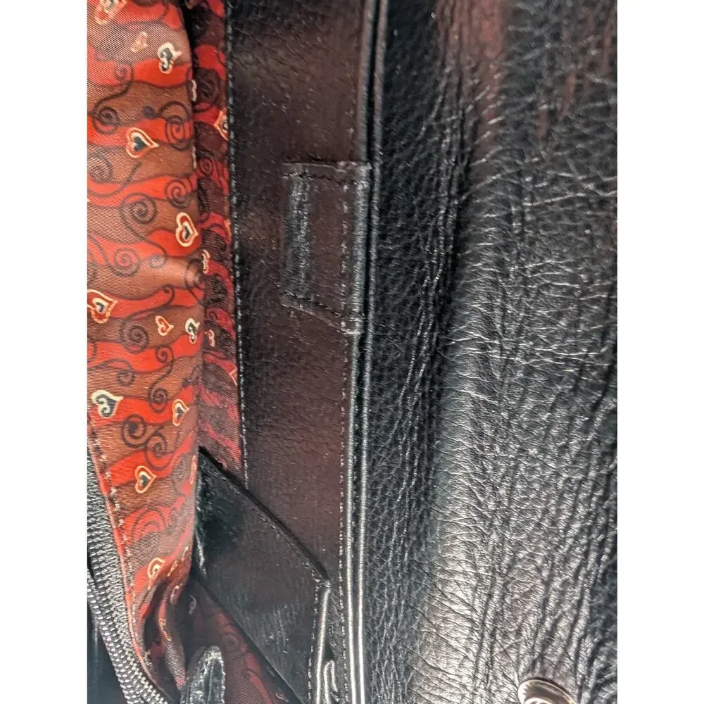 Brighton Black Croc Embossed Leather Organizer Wallet Clutch with Handle